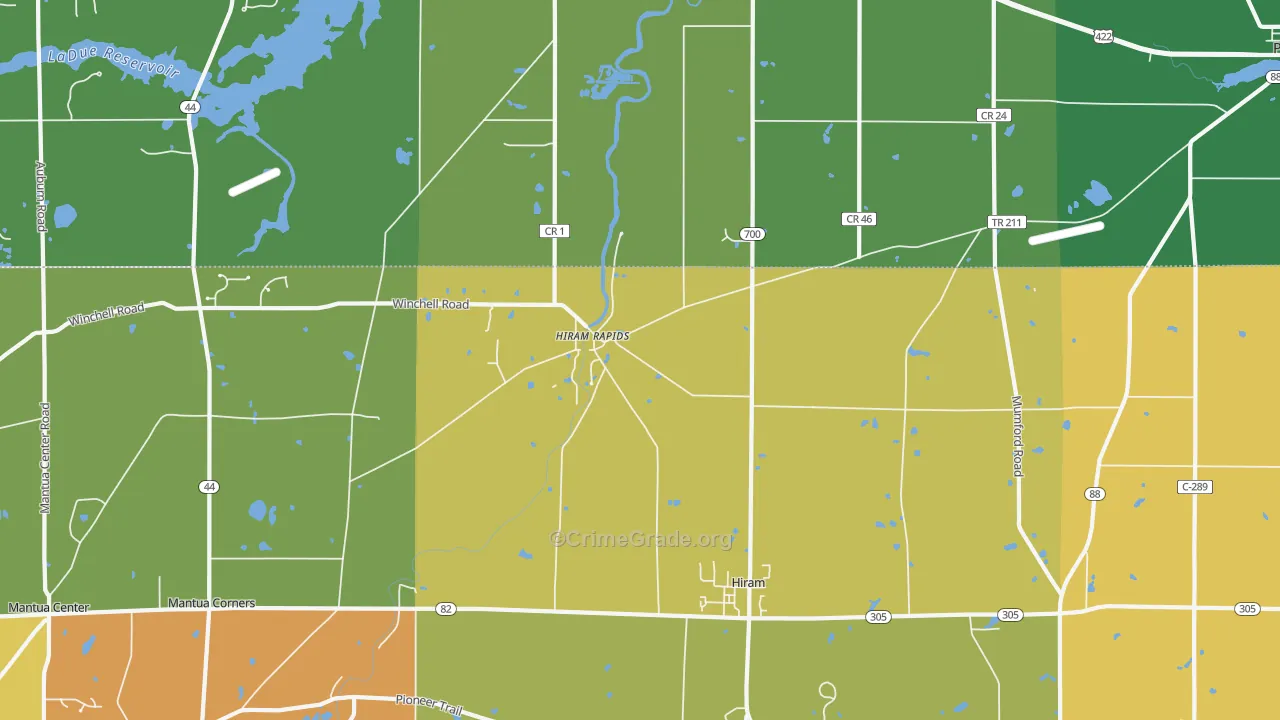 Hiram Rapids, OH Map of Burglary Rates