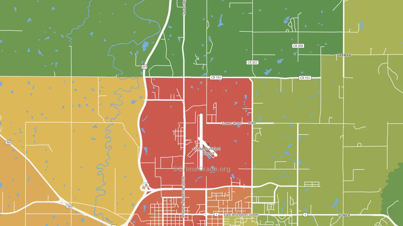 Hird, OK Map of Burglary Rates