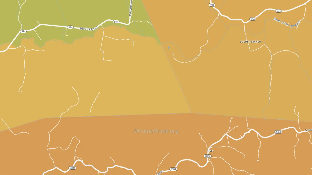 Hisel, KY Map of Burglary Rates