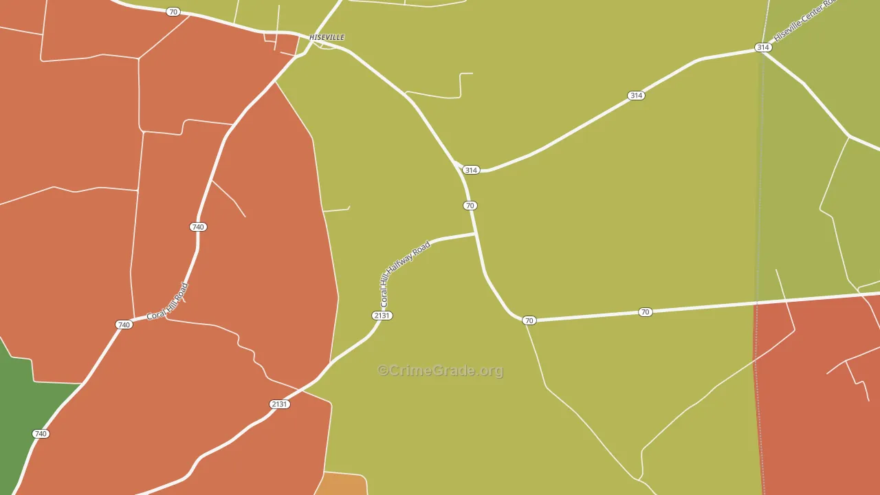 Hiseville, KY Map of Burglary Rates