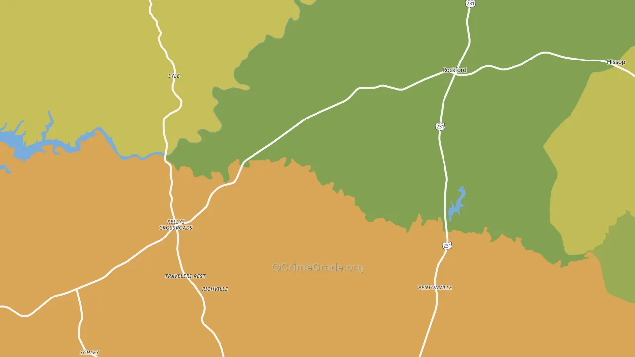 Hissop, AL Map of Burglary Rates