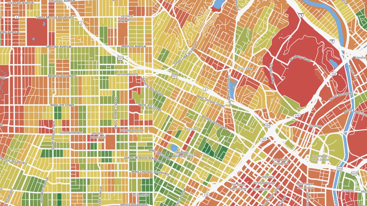 Historic Filipinotown, Los Angeles, CA Map of Burglary Rates