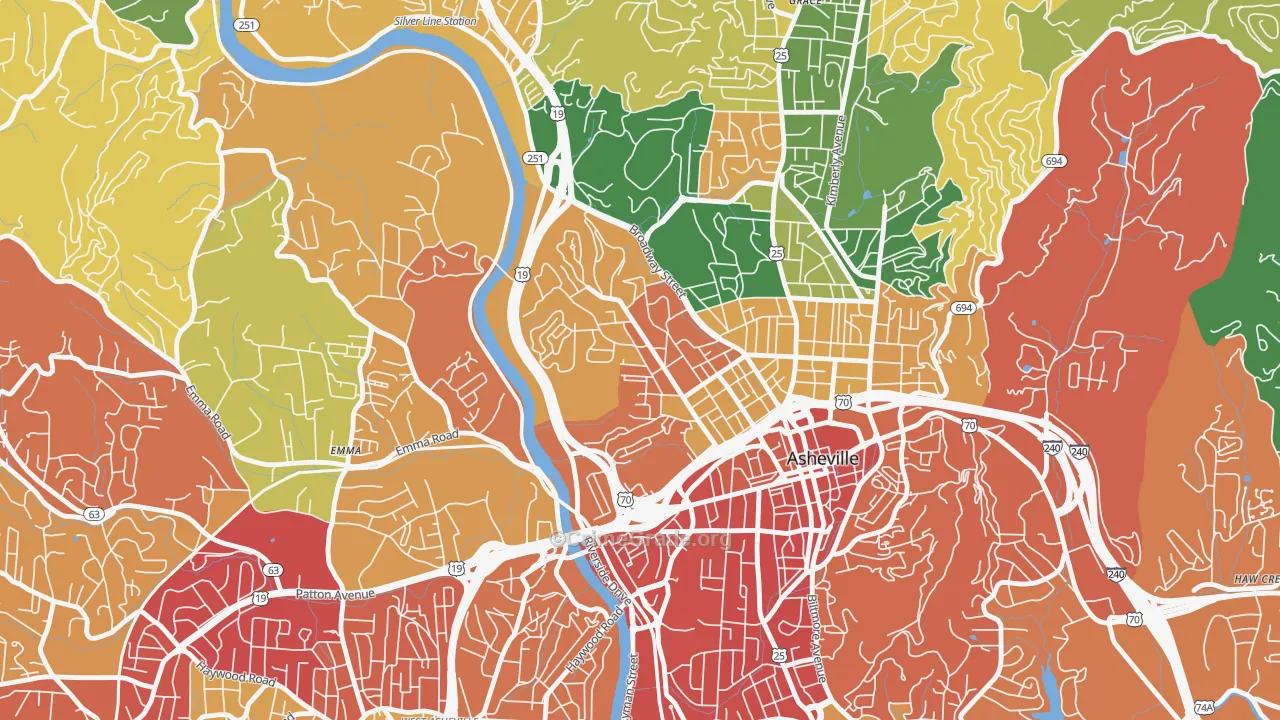 Historic Montford, Asheville, NC Map of Burglary Rates