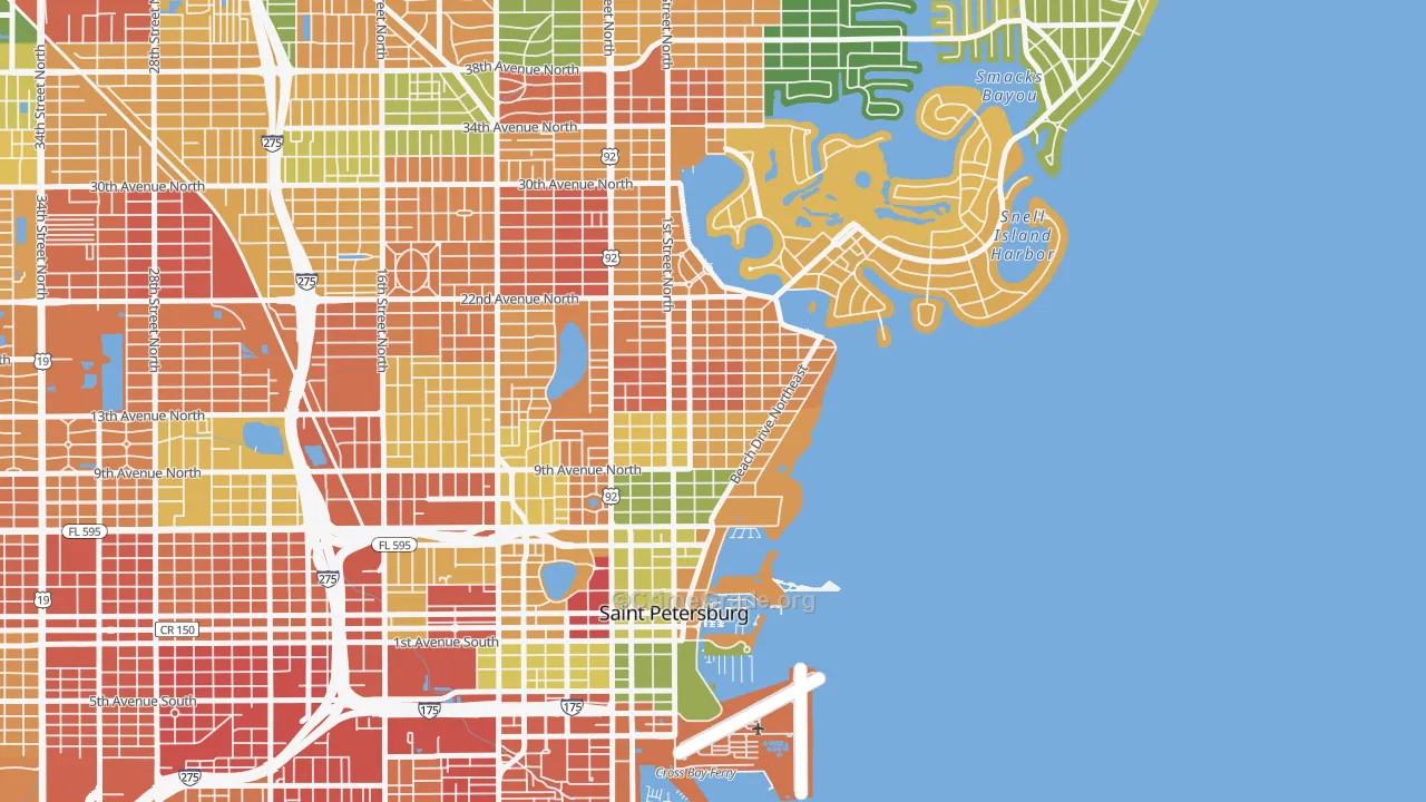 Historic Old Northeast, St. Petersburg, FL Map of Burglary Rates