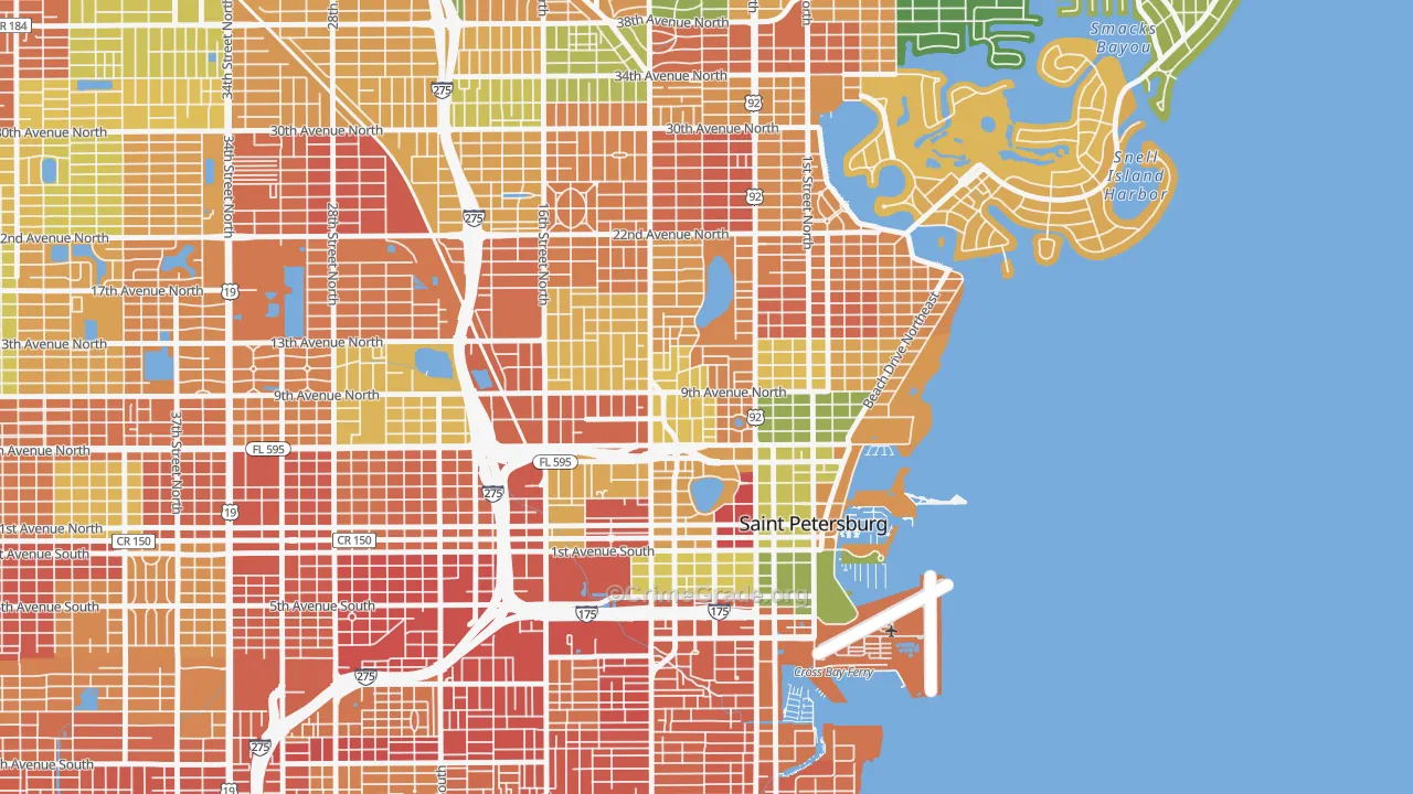Historic Uptown, St. Petersburg, FL Map of Burglary Rates
