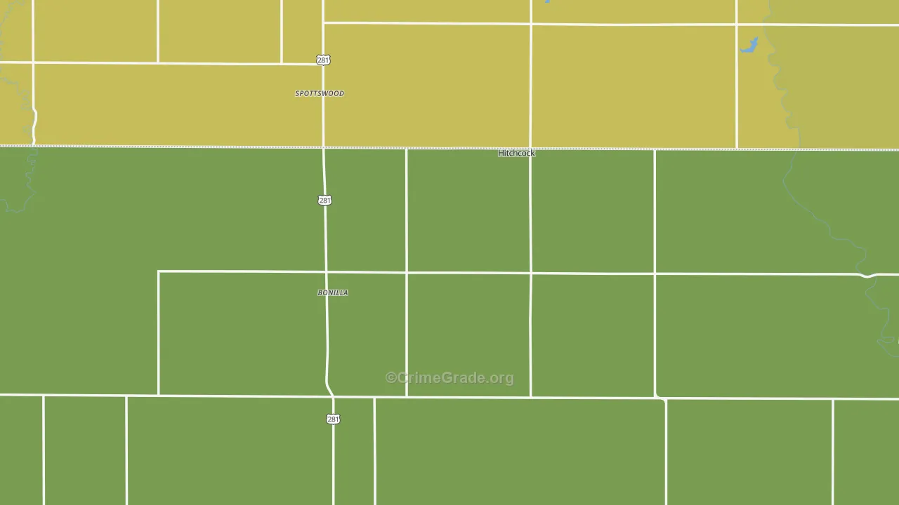 Hitchcock, SD Map of Burglary Rates
