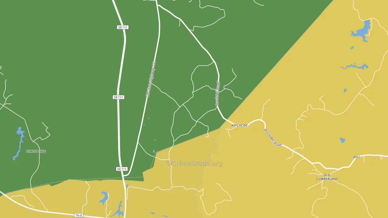 Hitchcox, TN Map of Burglary Rates