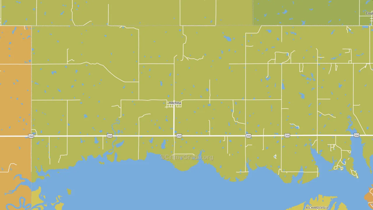 Hitchita, OK Map of Burglary Rates