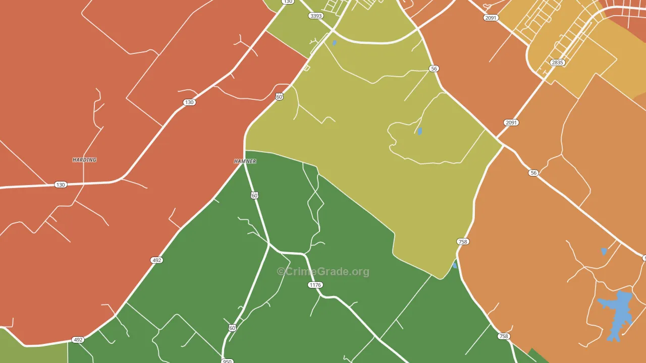 Hitesville, KY Map of Burglary Rates