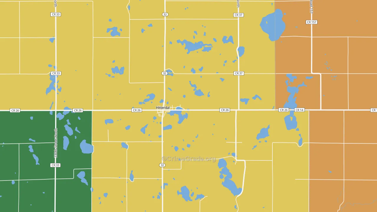 Hitterdal, MN Map of Burglary Rates