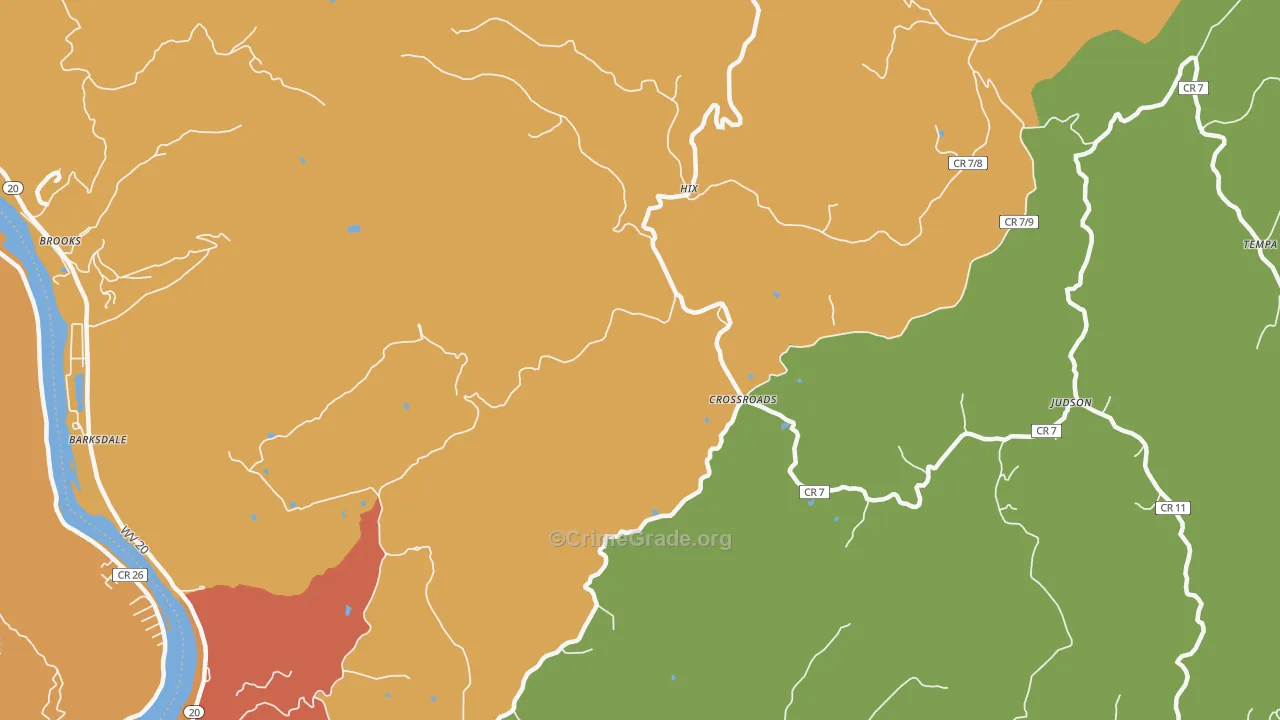 Hix, WV Map of Burglary Rates