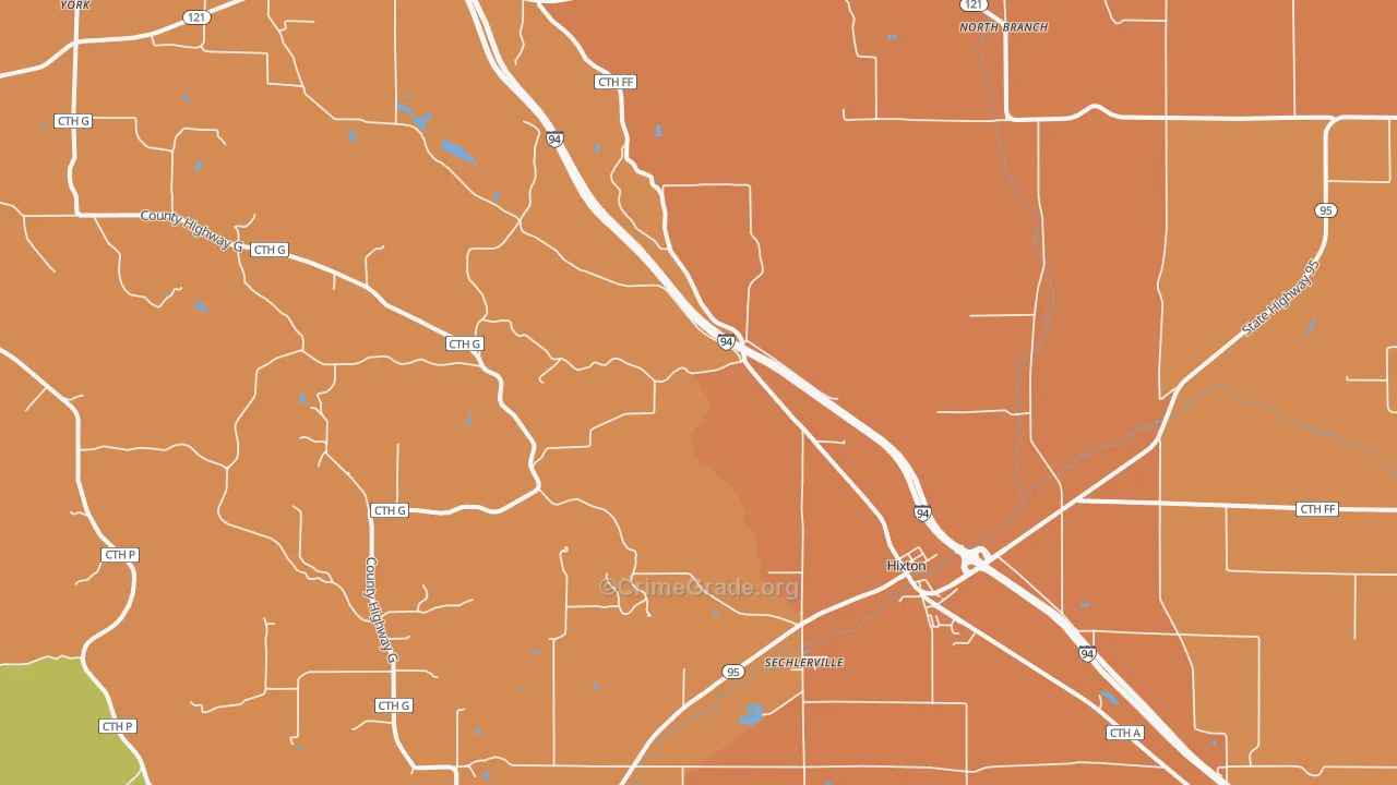 Hixton, WI Map of Burglary Rates