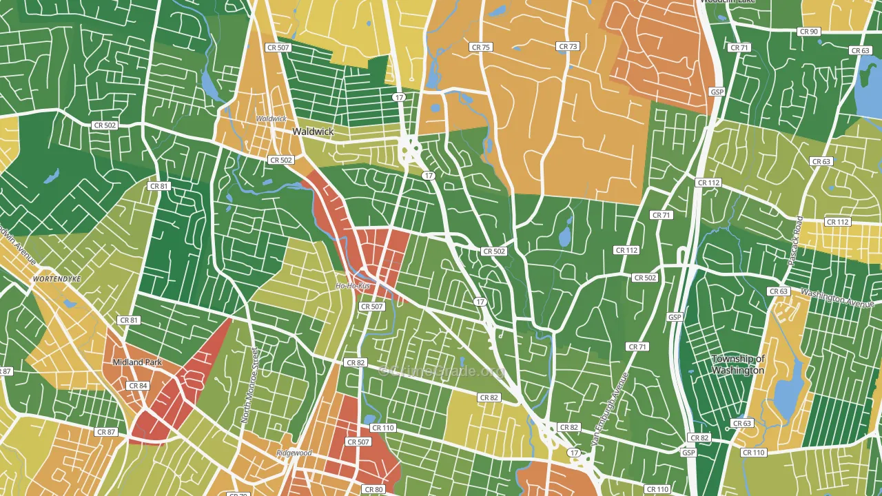 Ho-Ho-Kus, NJ Map of Burglary Rates