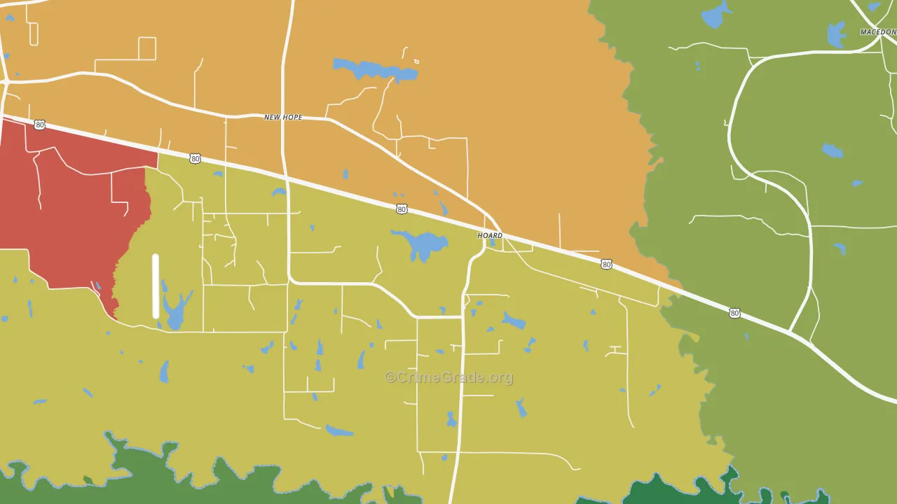 Hoard, TX Map of Burglary Rates