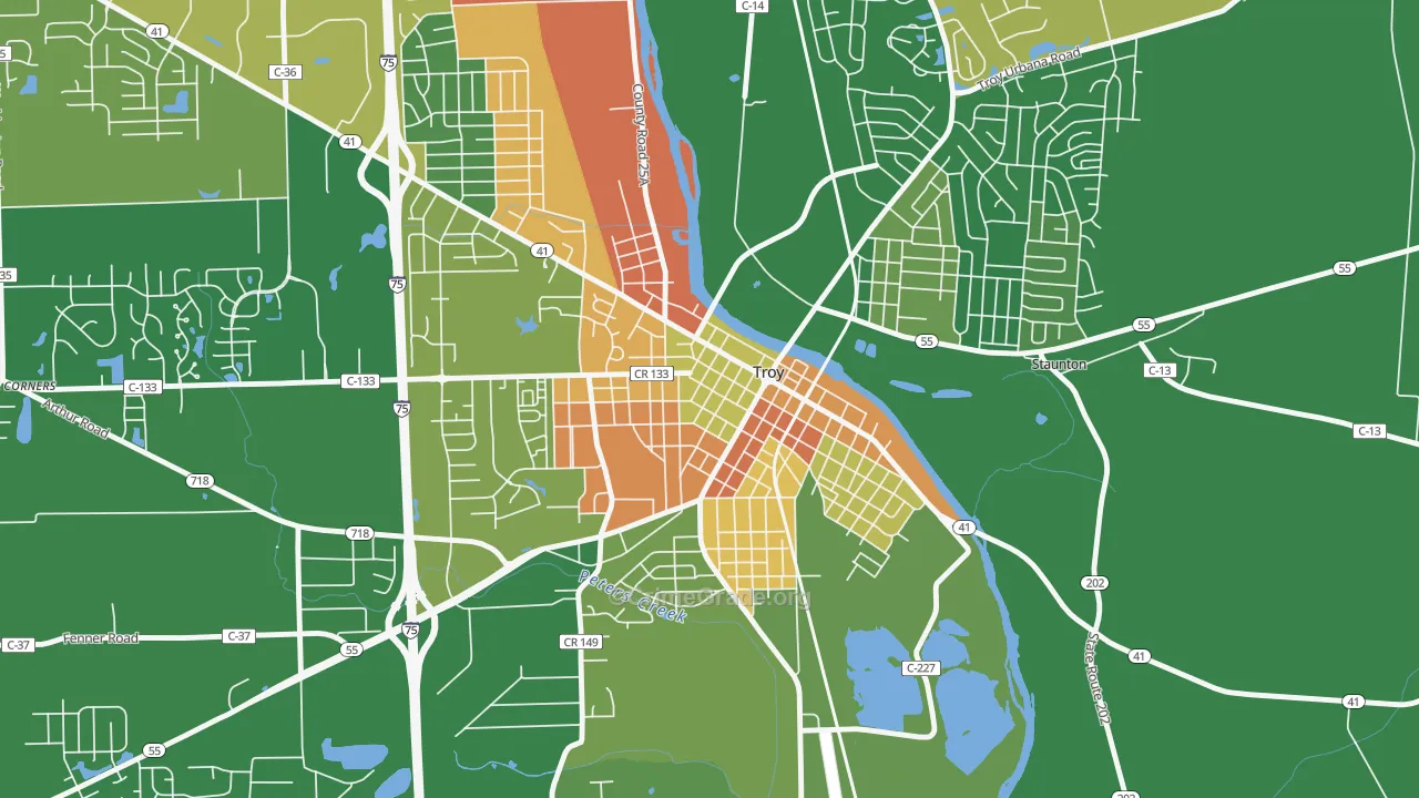 Hobart Circle Historic District, Troy, OH Map of Burglary Rates