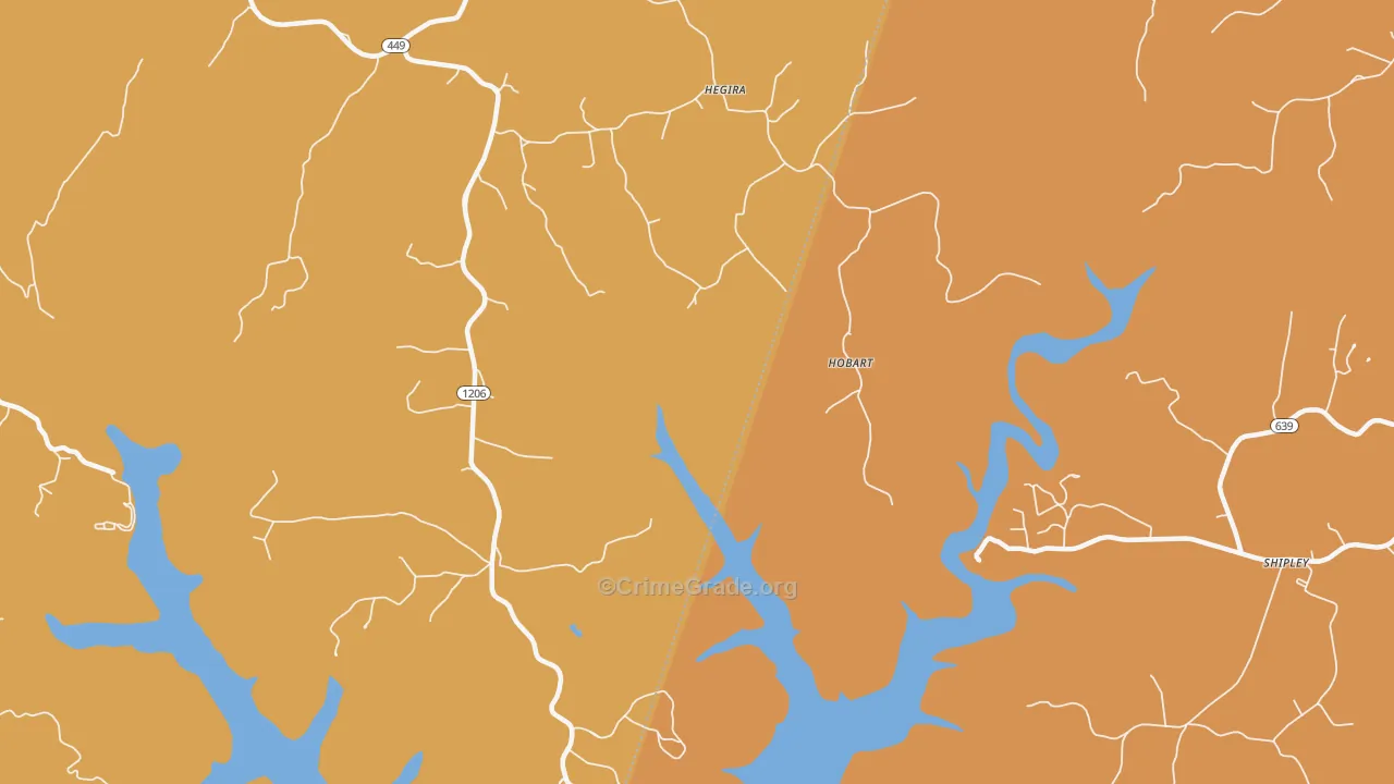 Hobart, KY Map of Burglary Rates