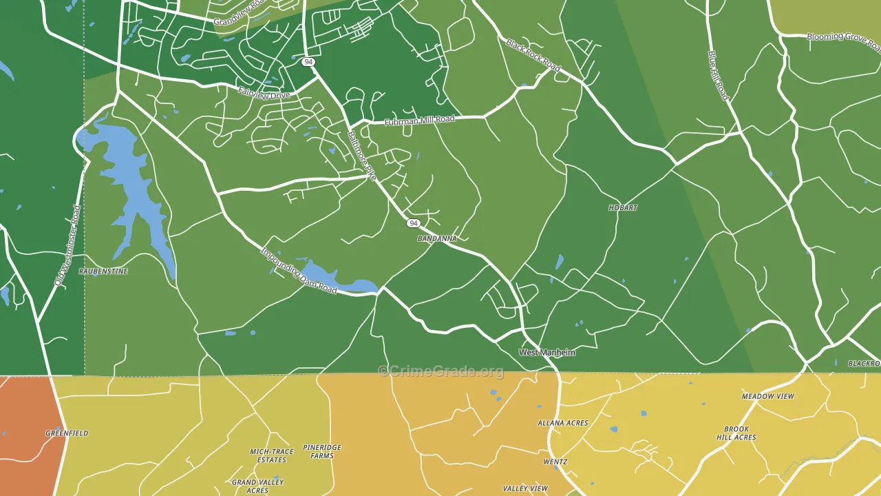 Hobart, PA Map of Burglary Rates