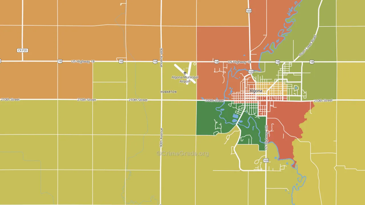 Hobarton, IA Map of Burglary Rates