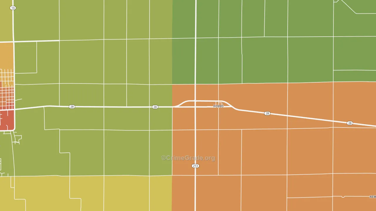Hobbs, IN Map of Burglary Rates