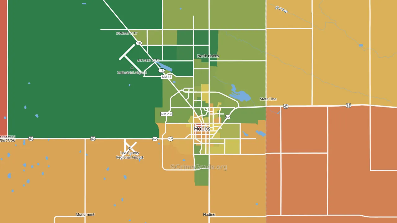 Hobbs, NM Map of Burglary Rates