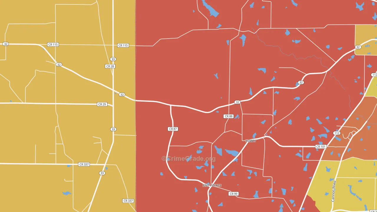 Hobby, GA Map of Burglary Rates
