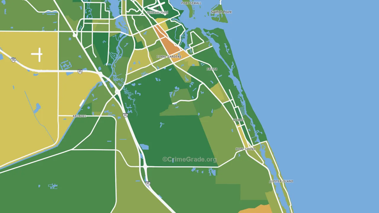 Hobe Sound, FL Map of Burglary Rates