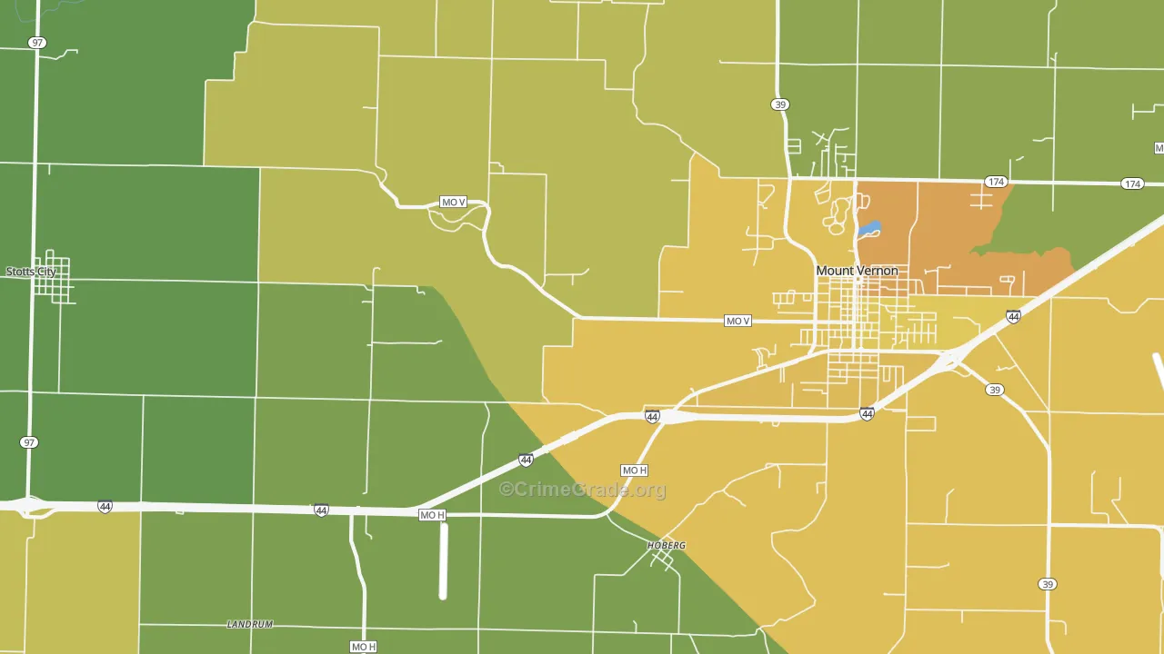 Hoberg, MO Map of Burglary Rates