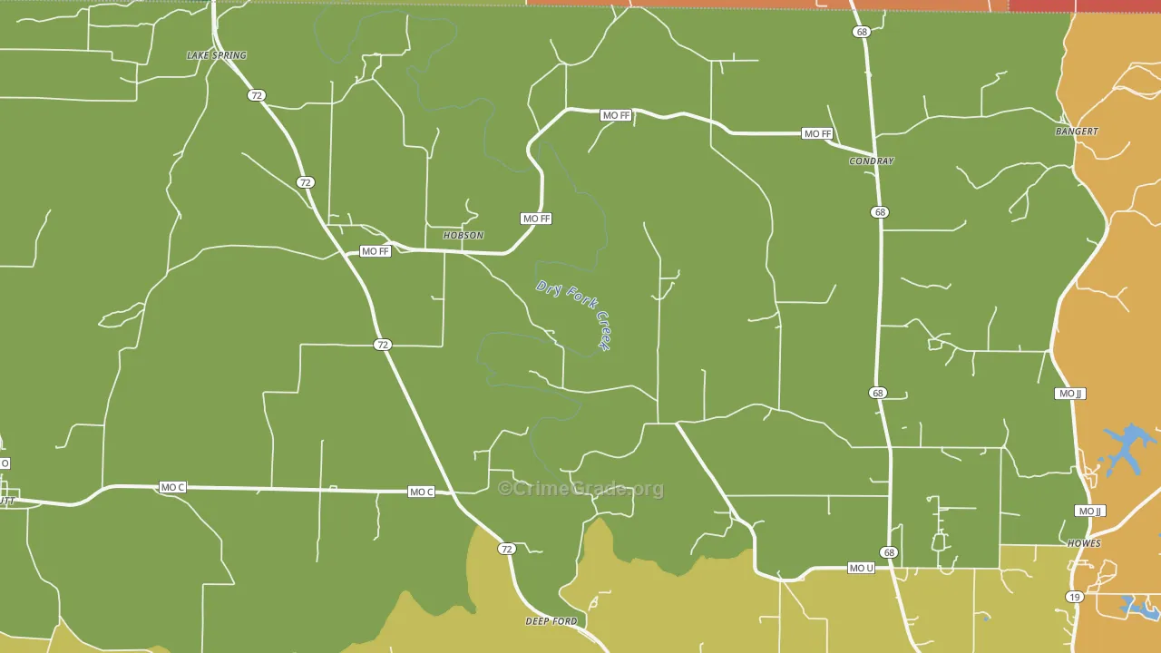 Hobson, MO Map of Burglary Rates