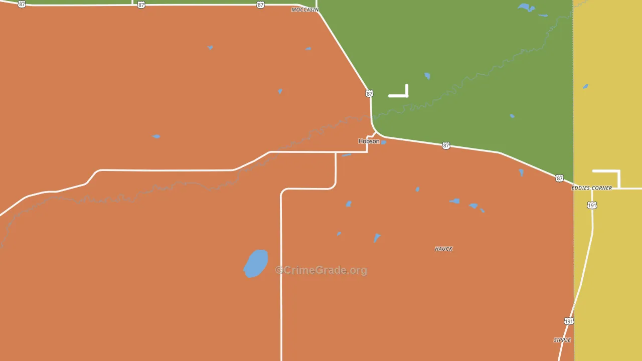 Hobson, MT Map of Burglary Rates