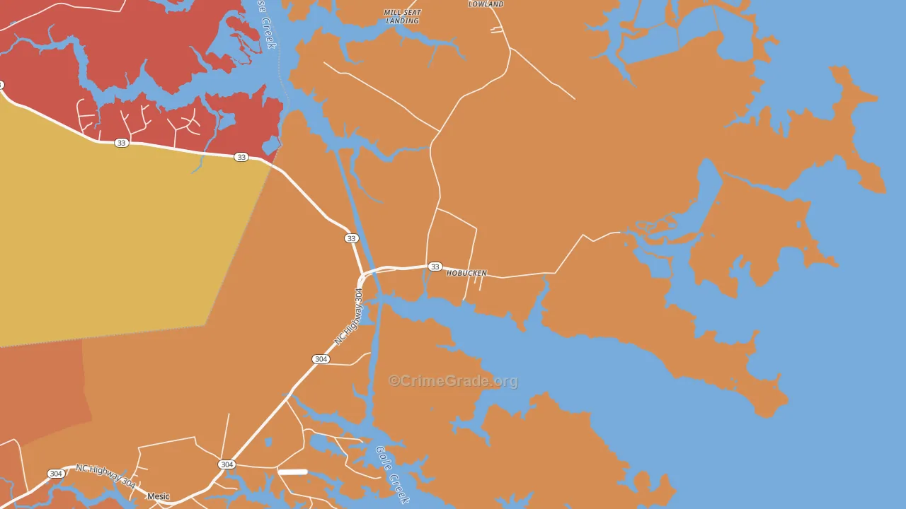 Hobucken, NC Map of Burglary Rates
