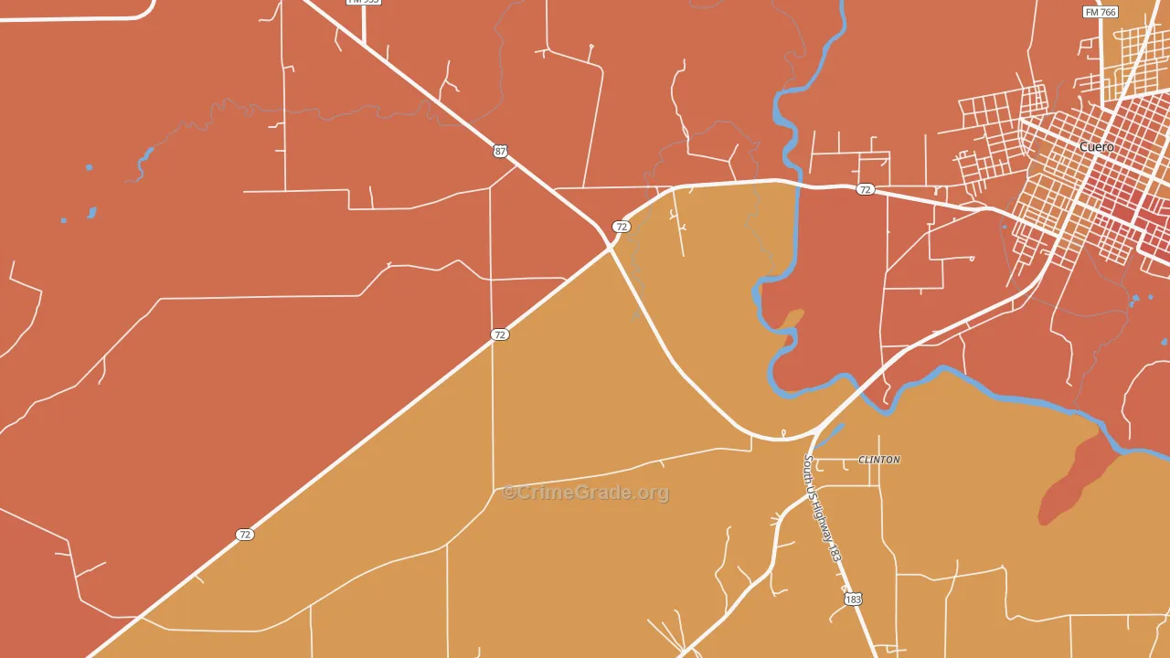 Hochheim, TX Map of Burglary Rates