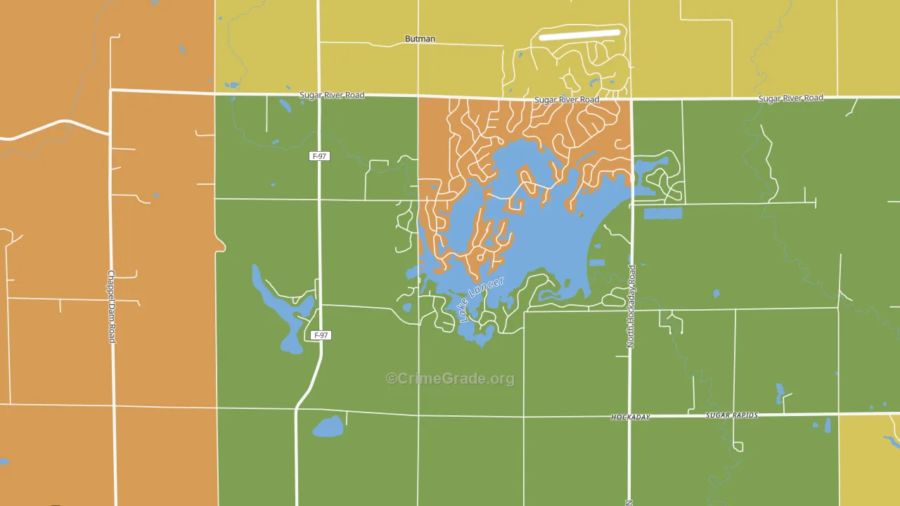 Hockaday, MI Map of Burglary Rates