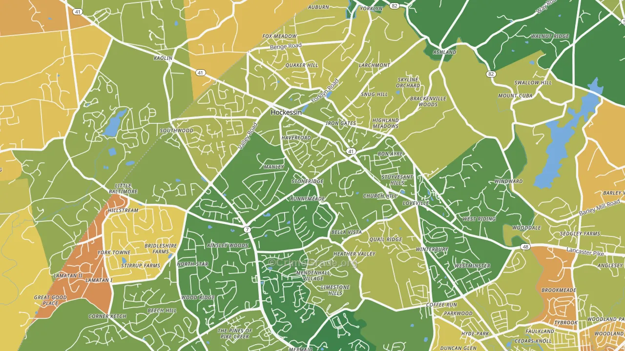 Hockessin, DE Map of Burglary Rates