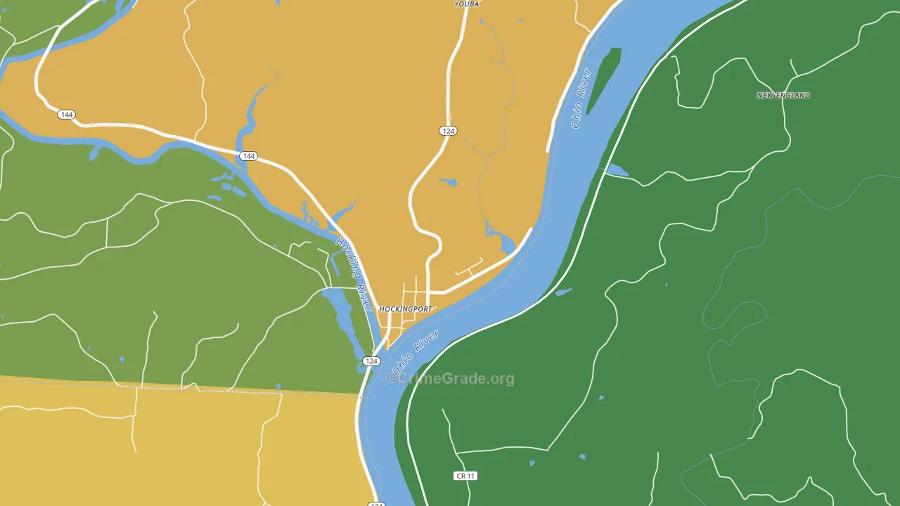Hockingport, OH Map of Burglary Rates
