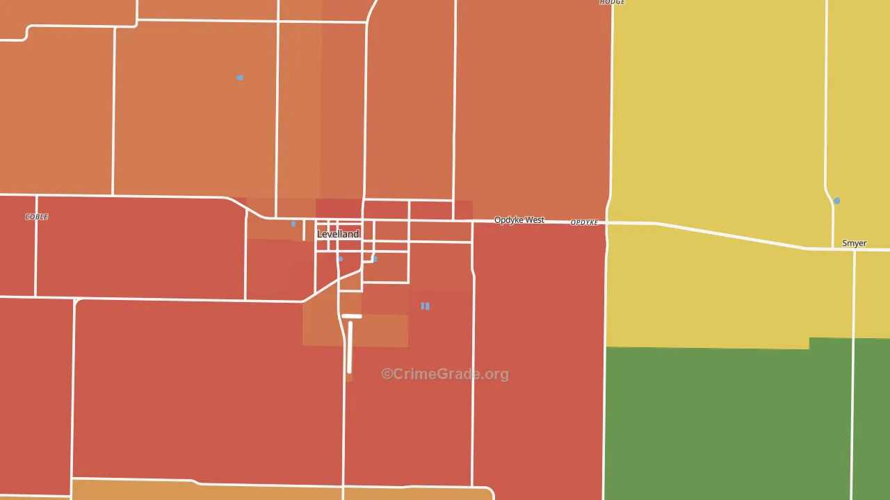 Hockley County, TX Map of Burglary Rates
