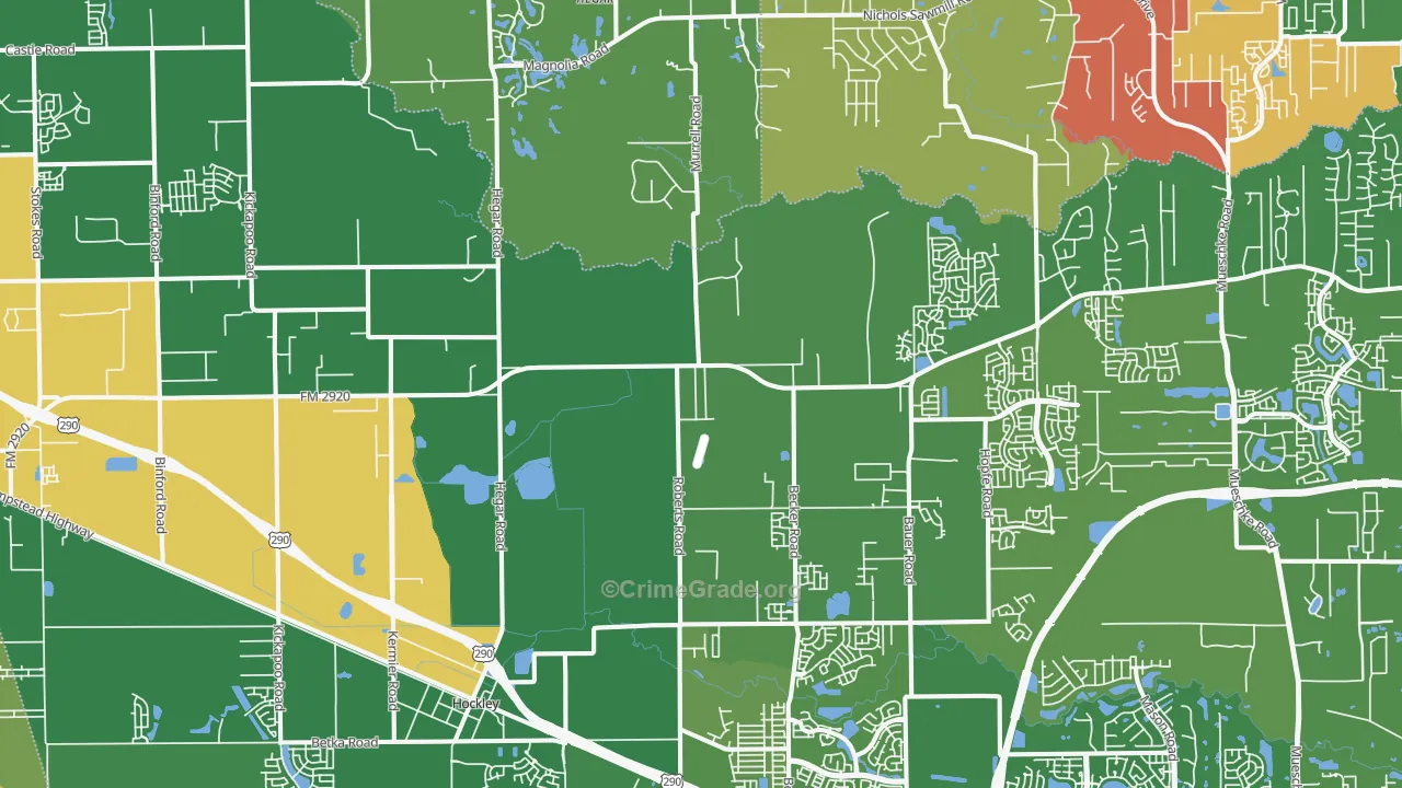 Hockley, TX Map of Burglary Rates