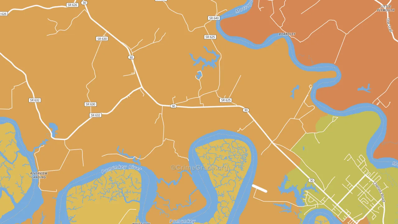 Hockley, VA Map of Burglary Rates