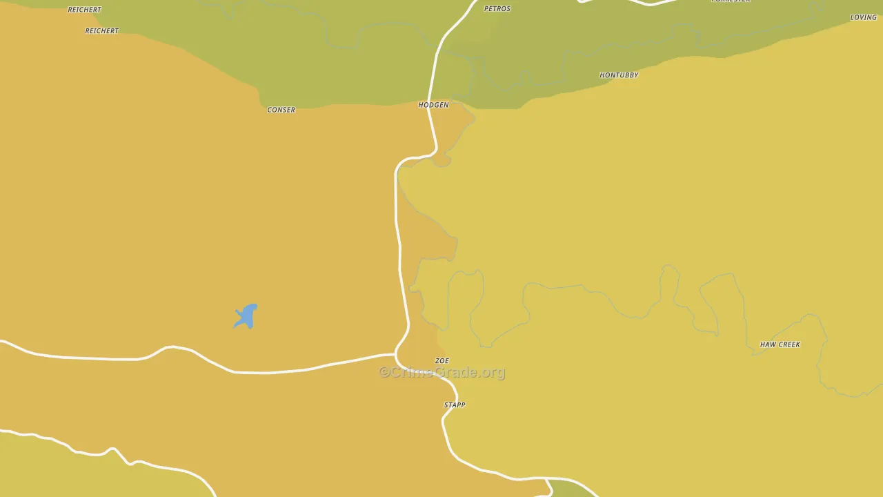 Hodgen, OK Map of Burglary Rates