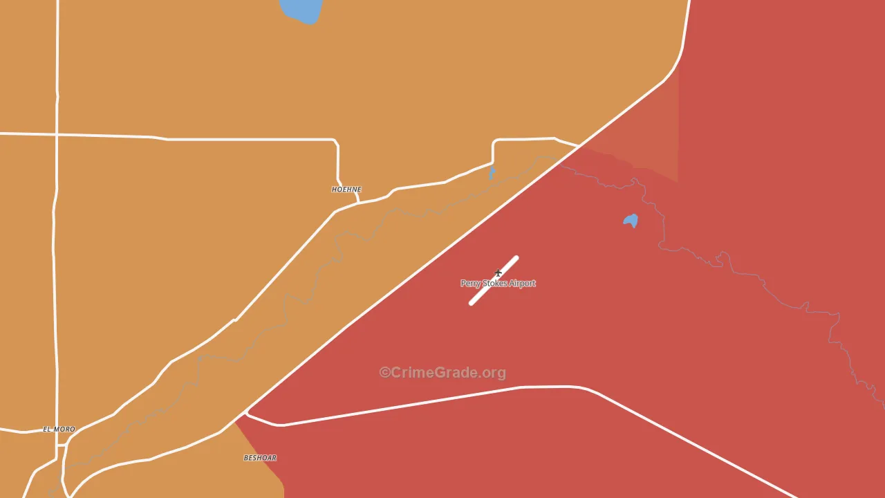 Hoehne, CO Map of Burglary Rates
