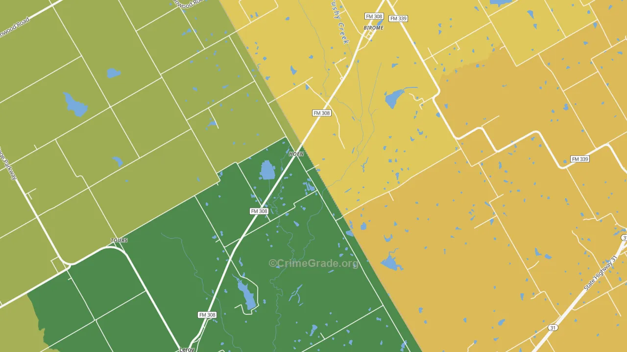 Hoen, TX Map of Burglary Rates