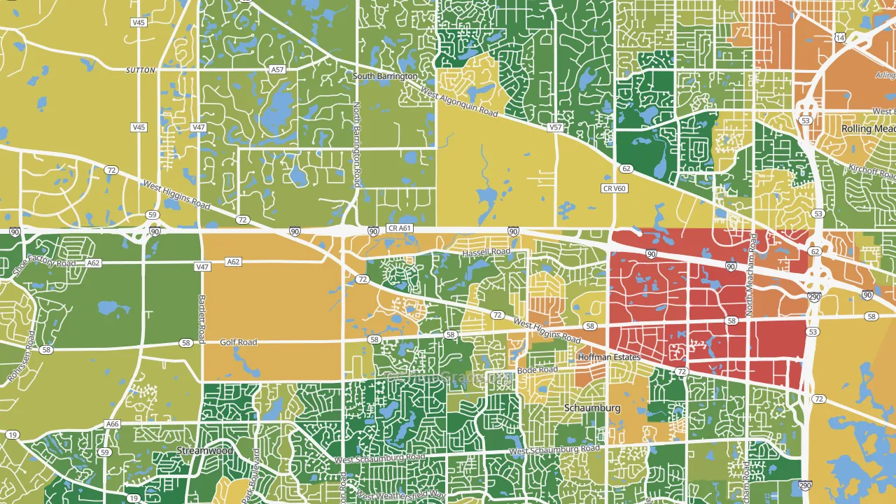 Hoffman Estates, IL Map of Burglary Rates