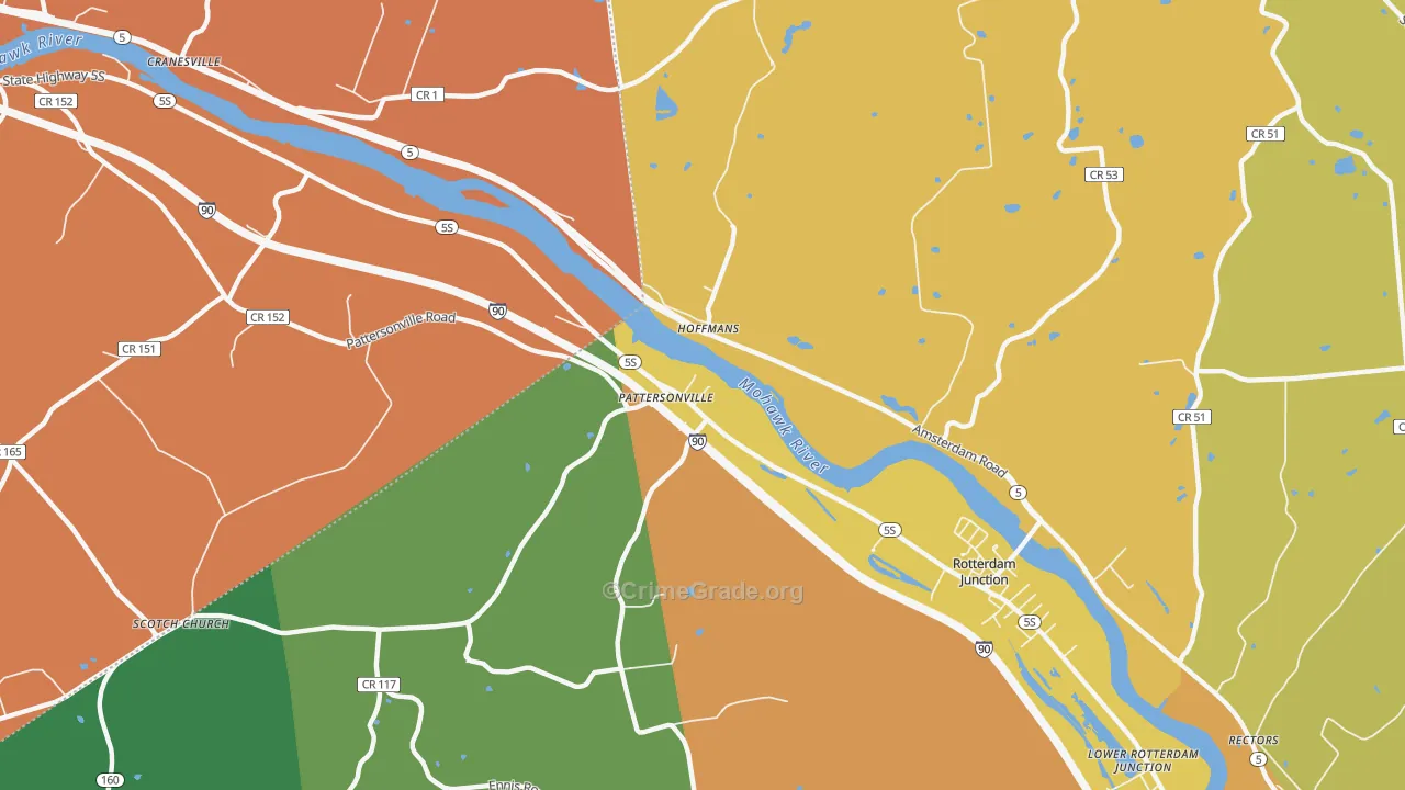 Hoffmans, NY Map of Burglary Rates