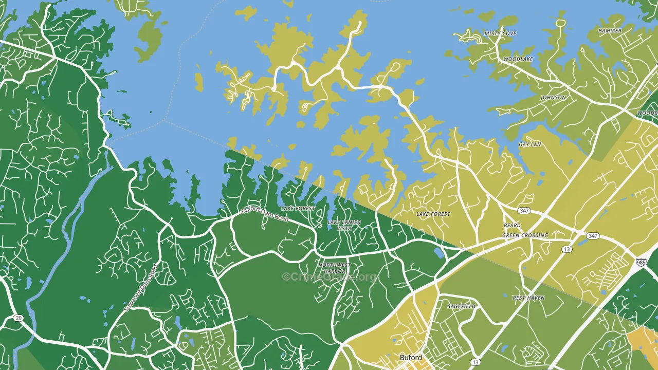 Hog Mountain, GA Map of Burglary Rates