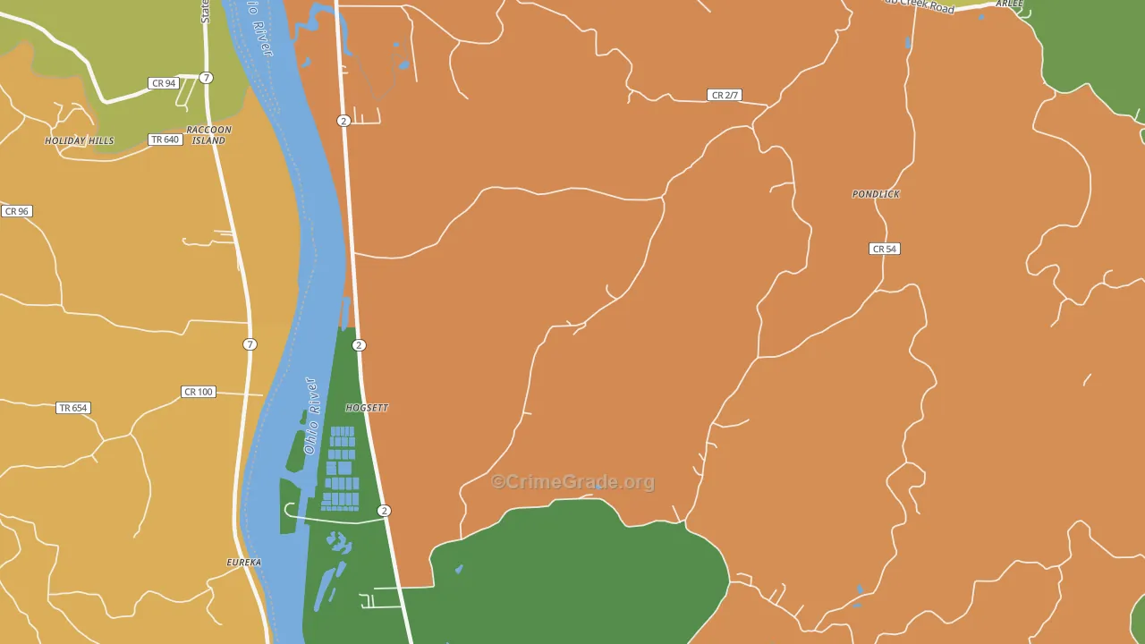 Hogsett, WV Map of Burglary Rates