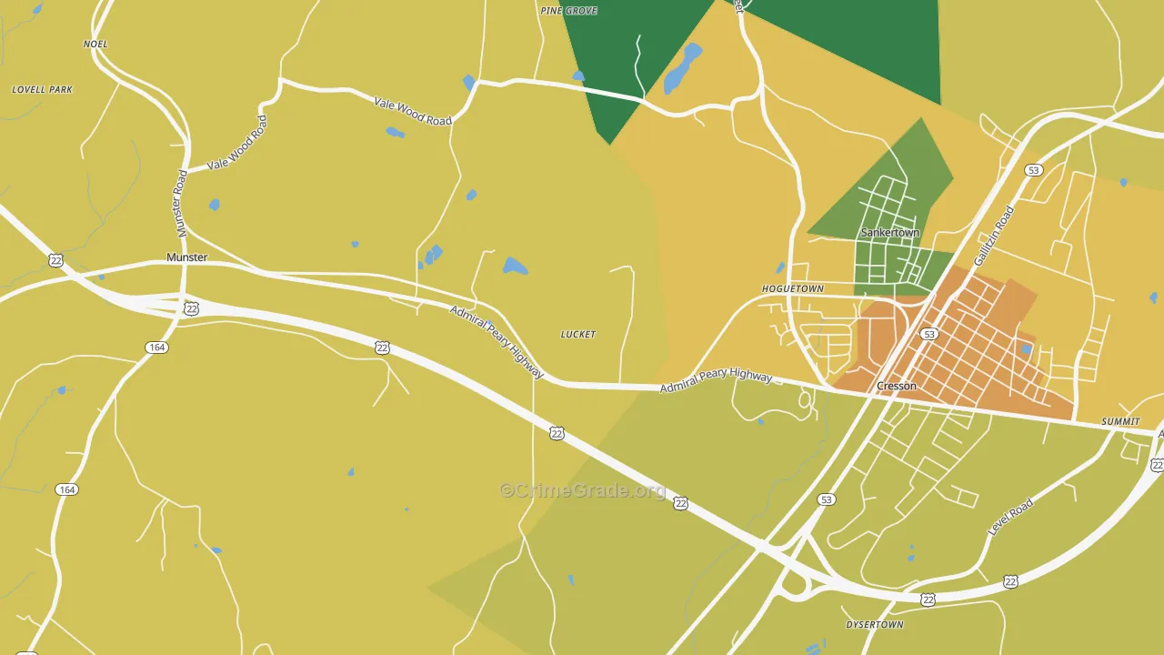 Hoguetown, PA Map of Burglary Rates