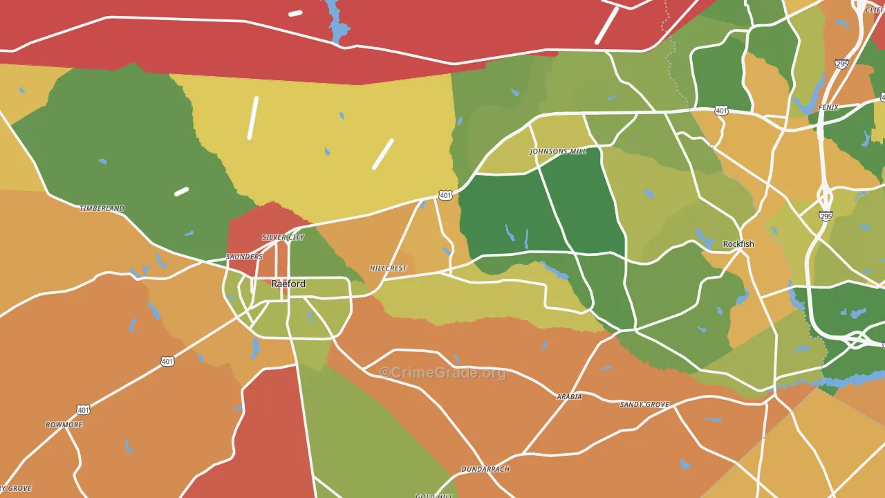 Hoke County, NC Map of Burglary Rates