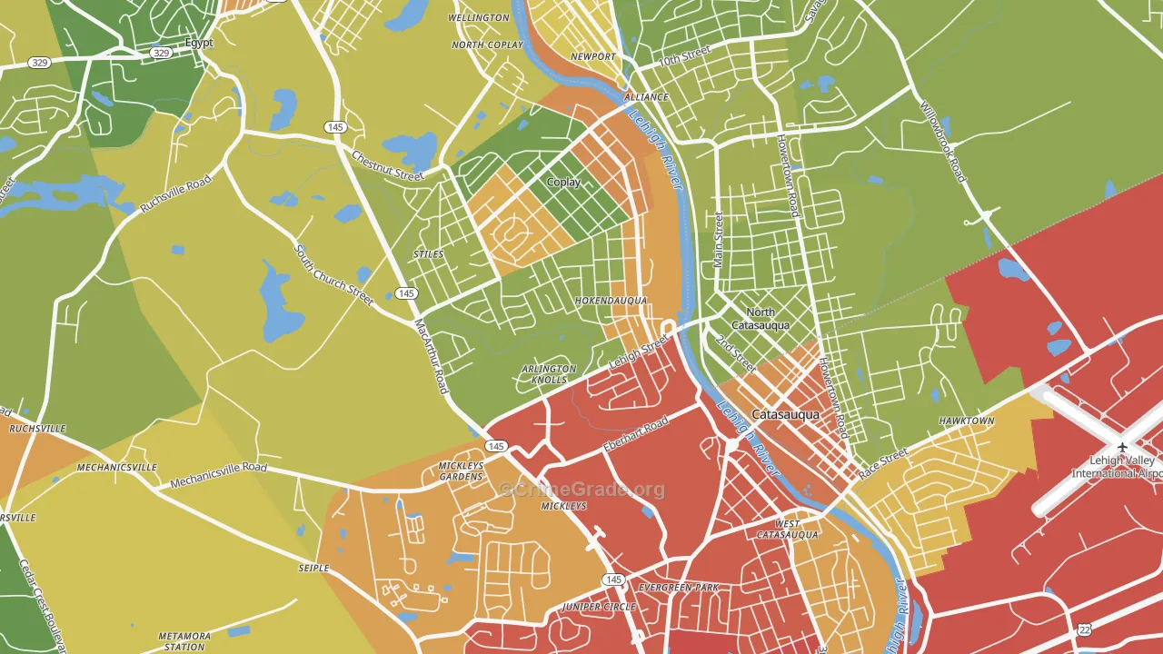 Hokendauqua, PA Map of Burglary Rates