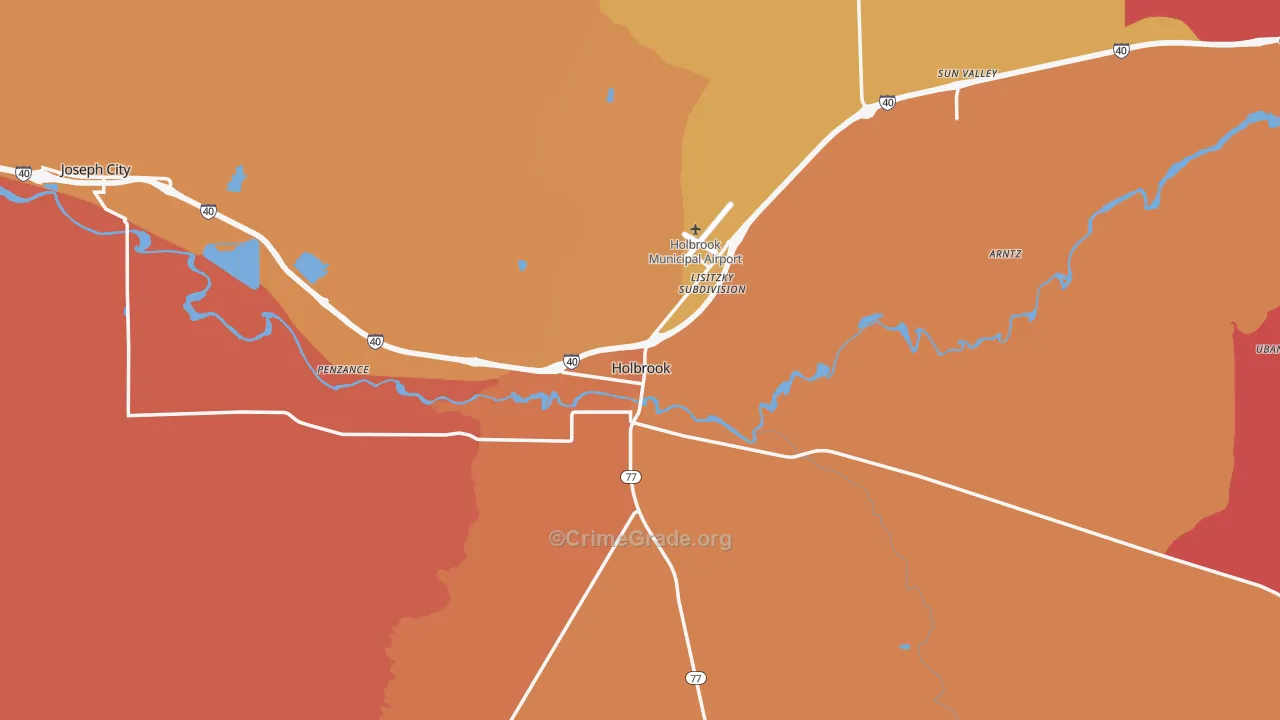 Holbrook, AZ Map of Burglary Rates