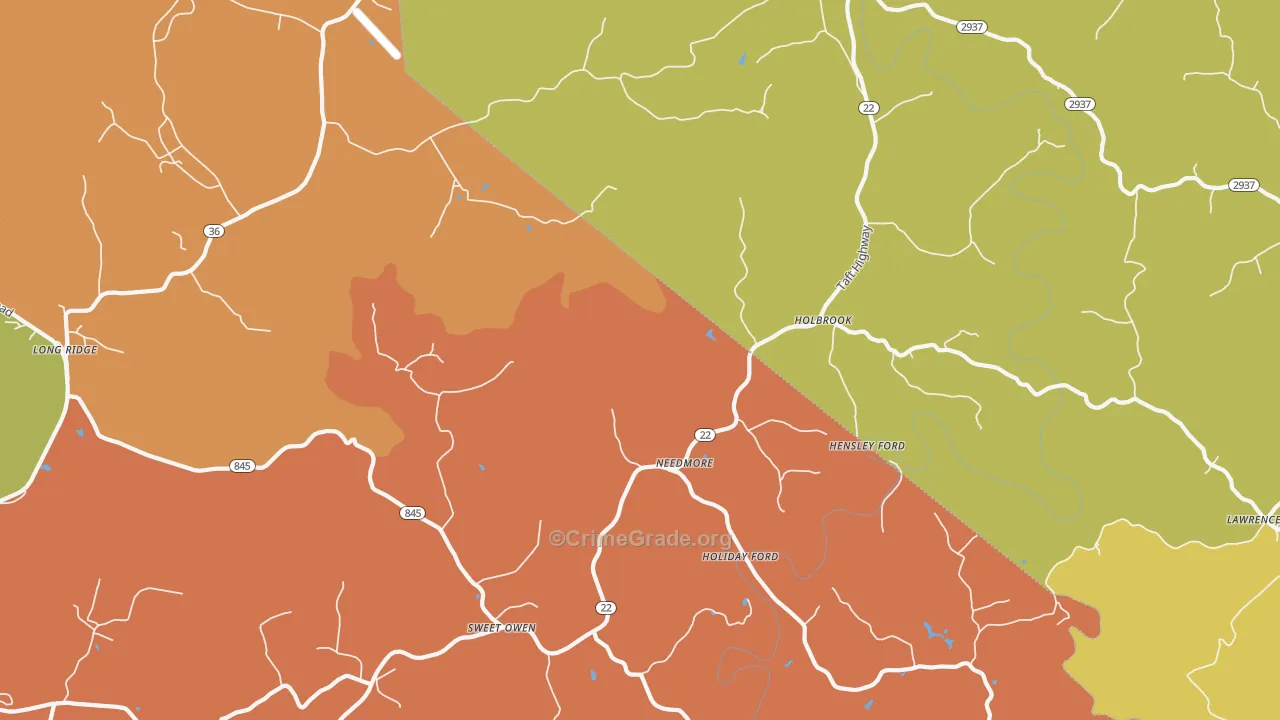 Holbrook, KY Map of Burglary Rates