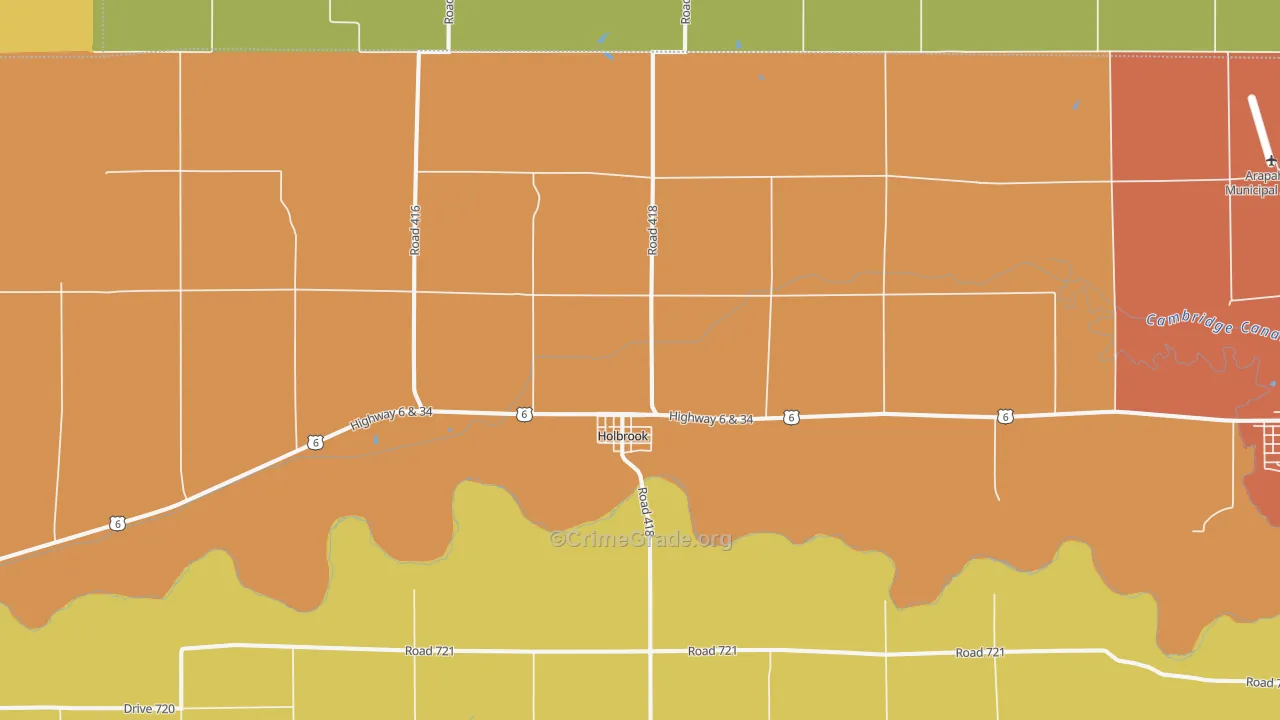 Holbrook, NE Map of Burglary Rates
